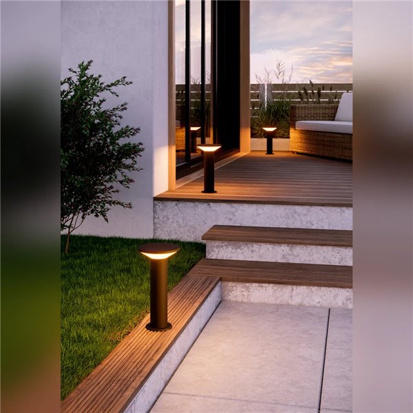 Balise extérieure LED noire RIGOSA 10W 3000K 1100lm IP44