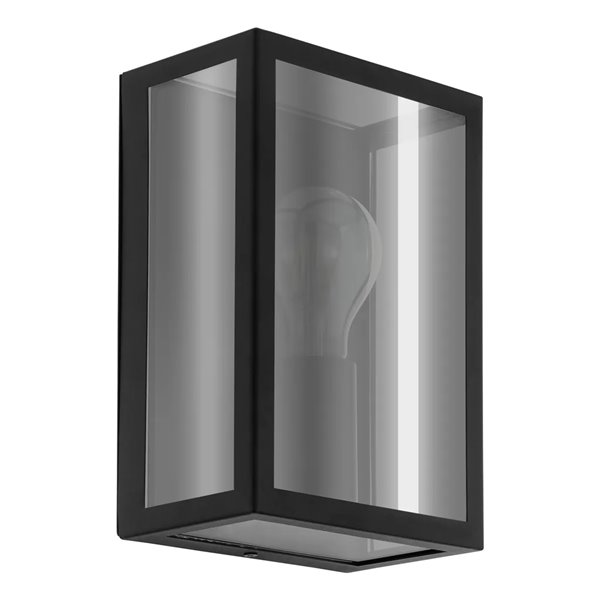 ALAMONTE SMOKE Schwarze E27 IP44 Außenwandleuchte mit Rauchglas (nicht im Lieferumfang enthalten)