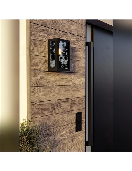 Applique murale extérieure ALAMONTE SMOKE noire E27 IP44 avec verre fumé (non inclus)