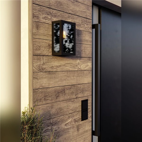 ALAMONTE SMOKE Preto E27 IP44 Luminária de Parede Externa com Vidro Fumê (Não Incluso)