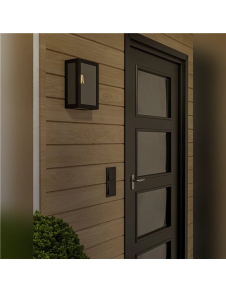 ALAMONTE SMOKE Preto E27 IP44 Luminária de Parede Externa com Vidro Fumê (Não Incluso)