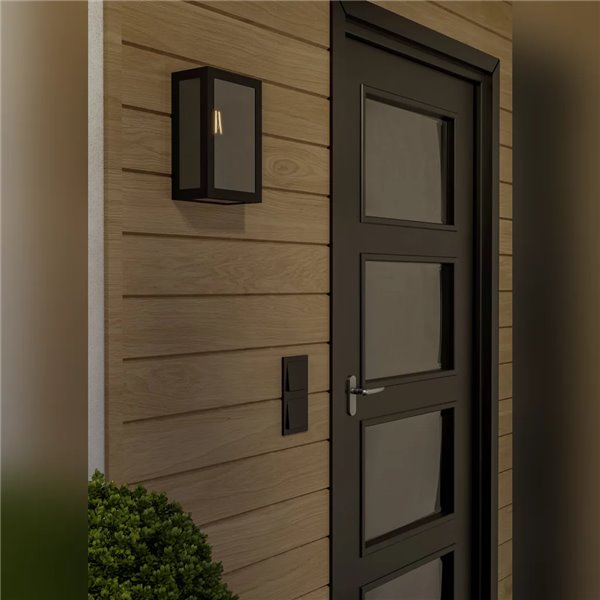 Applique murale extérieure ALAMONTE SMOKE noire E27 IP44 avec verre fumé (non inclus)