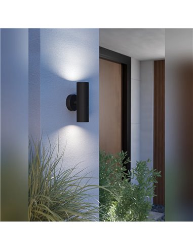 TOMELLOSO Außenwandleuchte, Schwarz und Transparent, 2xGU10, IP44