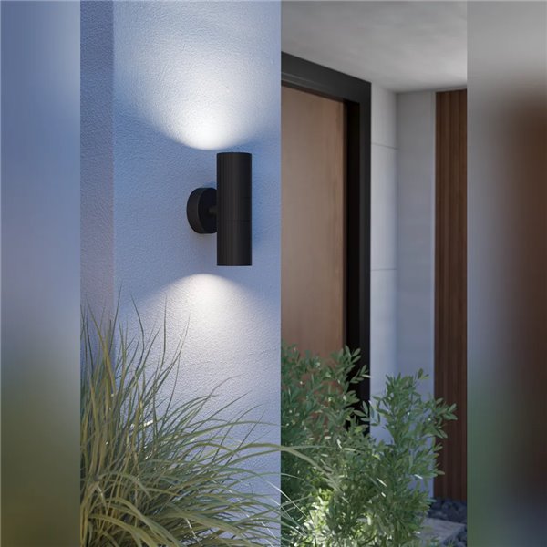 Aplique de Pared Exterior TOMELLOSO Negro Transparente 2xGU10 IP44