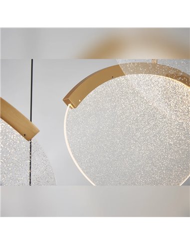 Luminária pendente LED OASIS 80W dourada com 6 lâmpadas, 3000K, dimerizável, TRIAC, 2790 lúmens