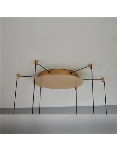 Lámpara colgante LED 80W dorada 6 luces OASIS, 3000K regulable TRIAC 2790Lm