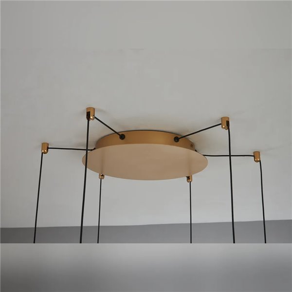 Luminária pendente LED OASIS 80W dourada com 6 lâmpadas, 3000K, dimerizável, TRIAC, 2790 lúmens