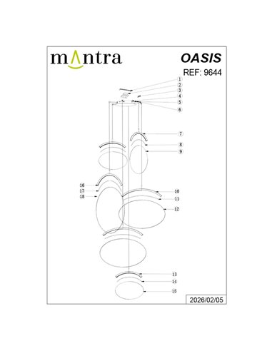 OASIS 80W Gold LED-Pendelleuchte mit 6 Leuchten, 3000K dimmbar, TRIAC, 2790Lm