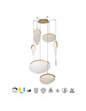 OASIS 80W Gold LED-Pendelleuchte mit 6 Leuchten, 3000K dimmbar, TRIAC, 2790Lm