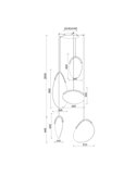 OASIS 65W Gold LED-Pendelleuchte mit 5 Leuchten, 3000K dimmbar, TRIAC, 2270Lm