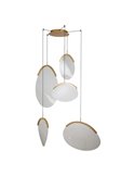 OASIS 65W Gold LED-Pendelleuchte mit 5 Leuchten, 3000K dimmbar, TRIAC, 2270Lm