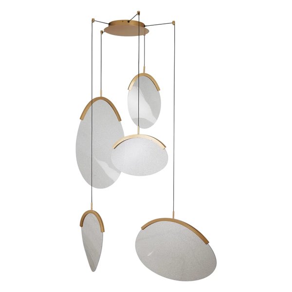 OASIS 65W Gold LED-Pendelleuchte mit 5 Leuchten, 3000K dimmbar, TRIAC, 2270Lm