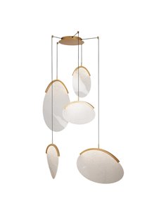 OASIS 65W Gold LED-Pendelleuchte mit 5 Leuchten, 3000K dimmbar, TRIAC, 2270Lm