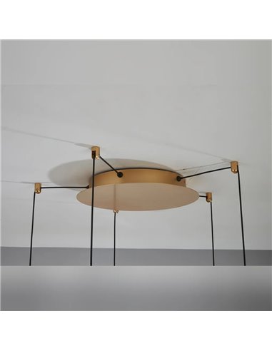 Suspension LED OASIS 65W dorée à 5 ampoules, 3000K, dimmable TRIAC, 2270 lm