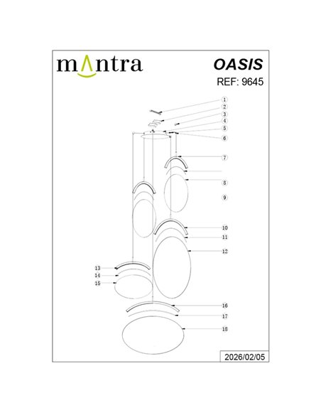 OASIS 65W Gold LED-Pendelleuchte mit 5 Leuchten, 3000K dimmbar, TRIAC, 2270Lm
