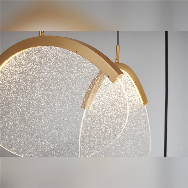 Luminária pendente LED OASIS dourada de 65 W com 5 lâmpadas, 3000 K, dimerizável, TRIAC, 2270 lúmens.