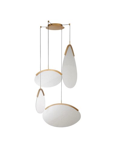OASIS 54W Gold LED-Pendelleuchte mit 4 Leuchten, 3000K dimmbar, TRIAC, 1890Lm
