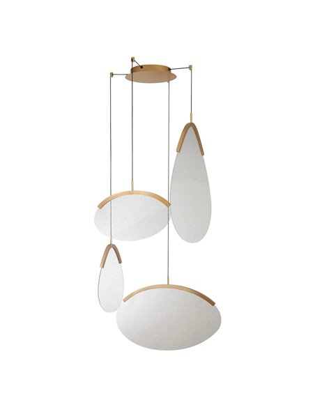 OASIS 54W Gold LED-Pendelleuchte mit 4 Leuchten, 3000K dimmbar, TRIAC, 1890Lm