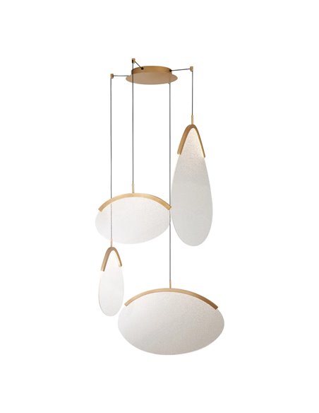 OASIS 54W Gold LED-Pendelleuchte mit 4 Leuchten, 3000K dimmbar, TRIAC, 1890Lm