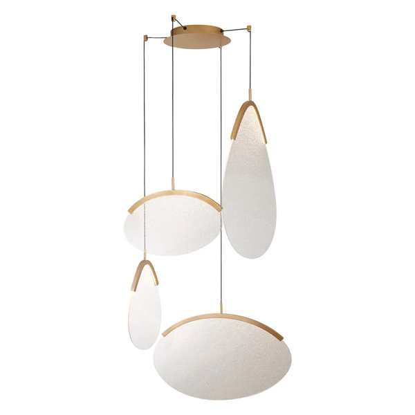 OASIS 54W Gold LED-Pendelleuchte mit 4 Leuchten, 3000K dimmbar, TRIAC, 1890Lm