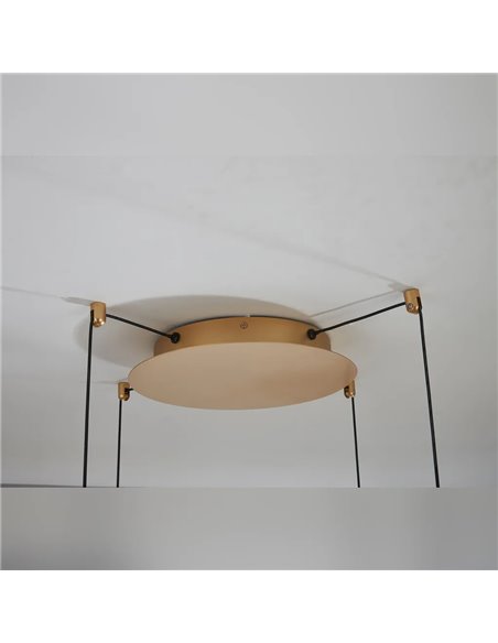 OASIS 54W Gold LED-Pendelleuchte mit 4 Leuchten, 3000K dimmbar, TRIAC, 1890Lm