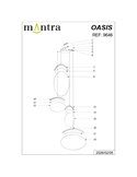 Luminária pendente LED OASIS 54W dourada com 4 lâmpadas, 3000K, dimerizável, TRIAC, 1890 lúmens.