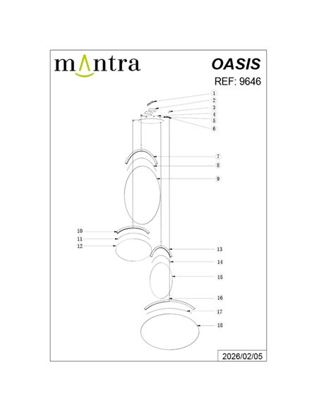 Lámpara colgante LED 54W dorada 4 luces OASIS, 3000K regulable TRIAC 1890Lm