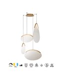 OASIS 54W Gold LED-Pendelleuchte mit 4 Leuchten, 3000K dimmbar, TRIAC, 1890Lm