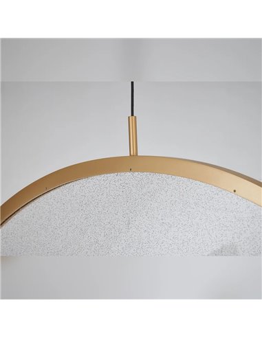 Luminária pendente LED OASIS 40W dourada com 3 lâmpadas, 3000K, dimerizável, TRIAC, 1400 lúmens.