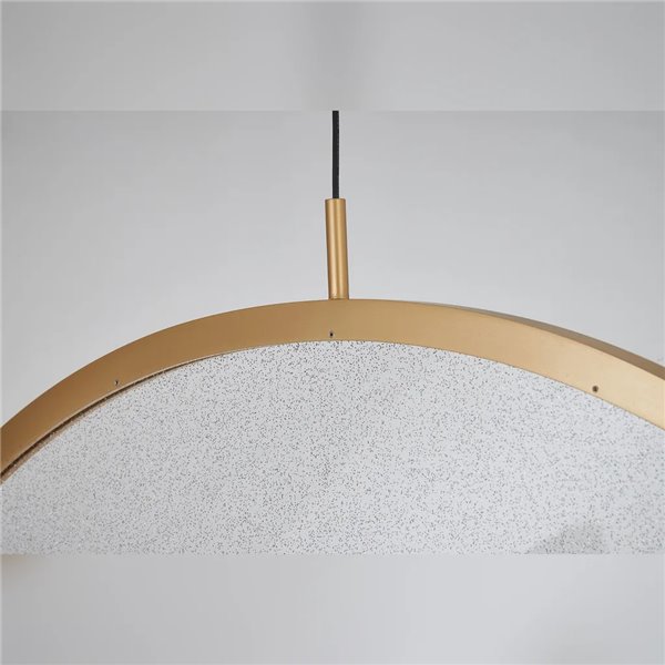 Luminária pendente LED OASIS 40W dourada com 3 lâmpadas, 3000K, dimerizável, TRIAC, 1400 lúmens.