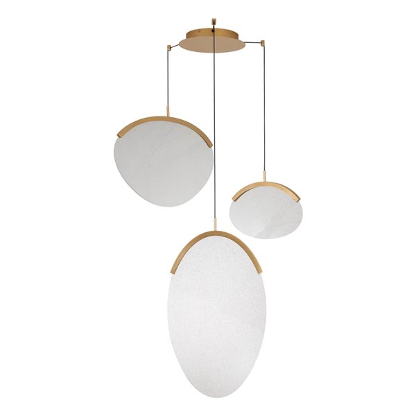 OASIS 40W Gold LED-Pendelleuchte mit 3 Leuchten, 3000K dimmbar, TRIAC, 1400Lm