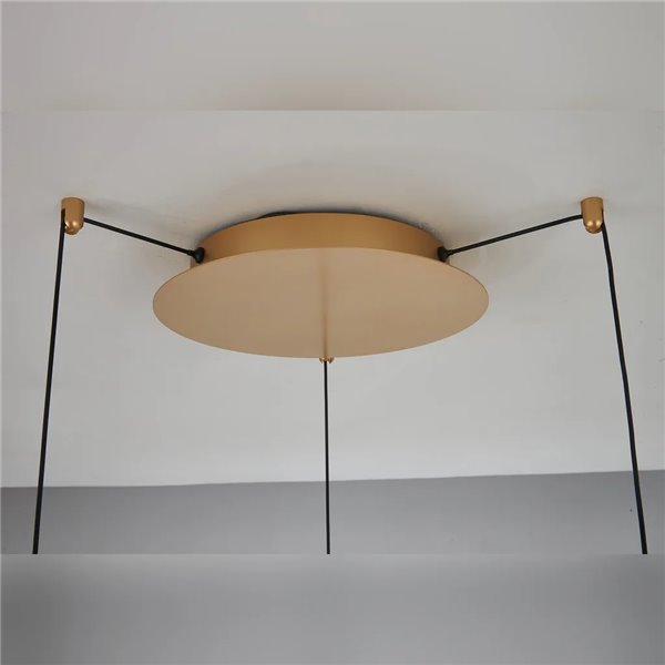 Luminária pendente LED OASIS 40W dourada com 3 lâmpadas, 3000K, dimerizável, TRIAC, 1400 lúmens.