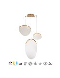 OASIS 40W Gold LED-Pendelleuchte mit 3 Leuchten, 3000K dimmbar, TRIAC, 1400Lm