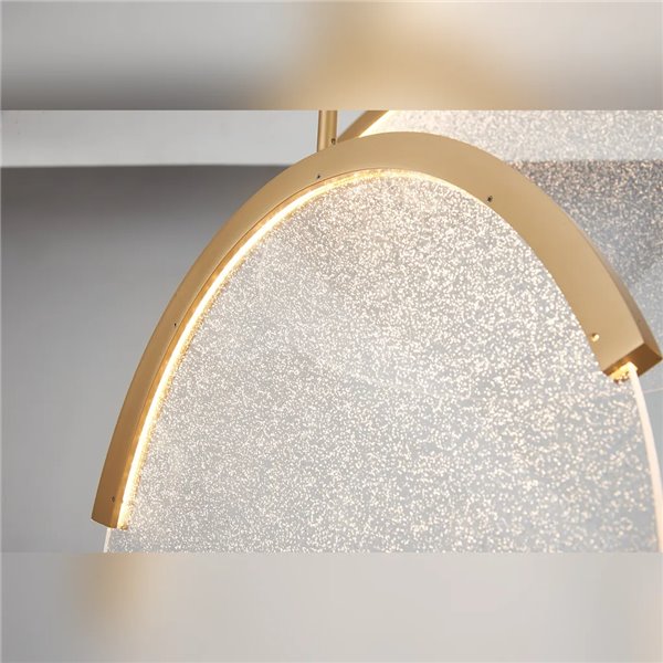 Luminária pendente LED OASIS 40W dourada com 3 lâmpadas, 3000K, dimerizável, TRIAC, 1400 lúmens.