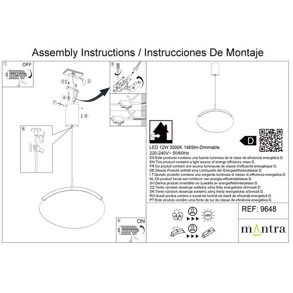 Luminária pendente LED oval dourada OASIS 12W, Ø39 cm, TRIAC dimerizável 3000K, 420 lúmens