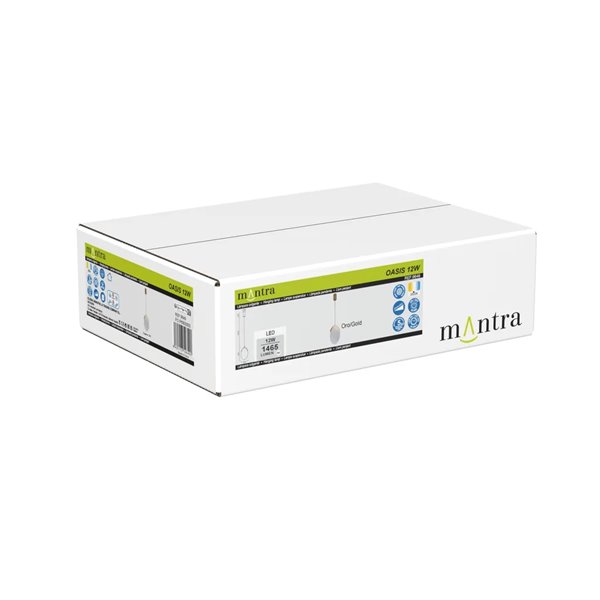 Colgante alargado LED 12W dorado OASIS Ø24,5 cm, 3000K regulable TRIAC 420Lm