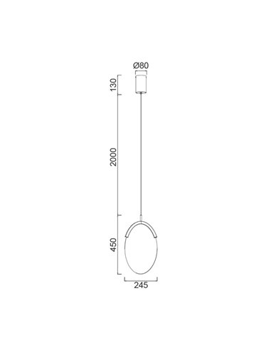 Luminária pendente alongada OASIS 12W Gold LED, Ø24,5 cm, TRIAC dimerizável 3000K, 420 lúmens