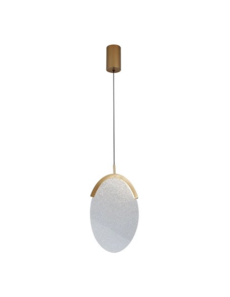 Luminária pendente alongada OASIS 12W Gold LED, Ø24,5 cm, TRIAC dimerizável 3000K, 420 lúmens