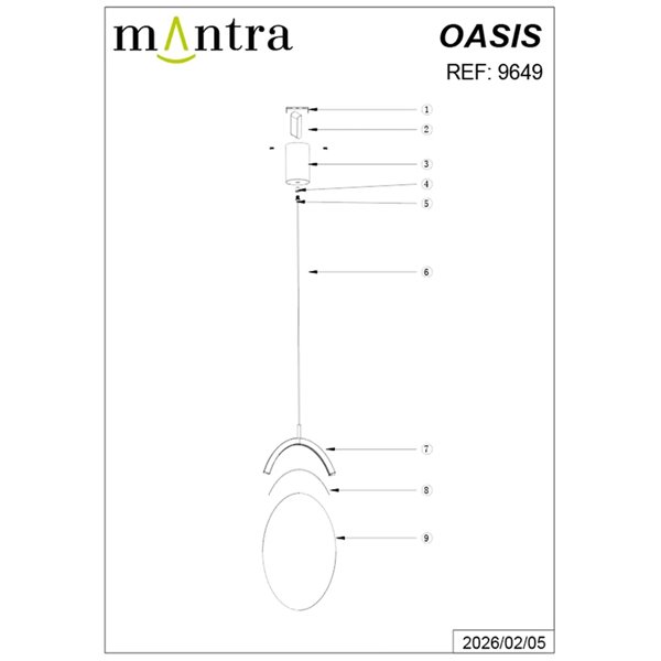 Luminária pendente alongada OASIS 12W Gold LED, Ø24,5 cm, TRIAC dimerizável 3000K, 420 lúmens