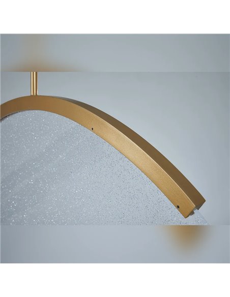 Luminária pendente LED OASIS 15W dourada, Ø63,5 cm, TRIAC dimerizável 3000K, 525 lúmens, design alongado