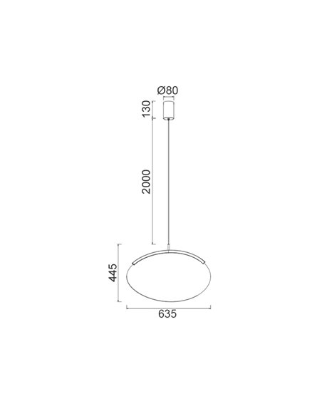 Luminária pendente LED OASIS 15W dourada, Ø63,5 cm, TRIAC dimerizável 3000K, 525 lúmens, design alongado