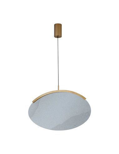 Luminária pendente LED OASIS 15W dourada, Ø63,5 cm, TRIAC dimerizável 3000K, 525 lúmens, design alongado