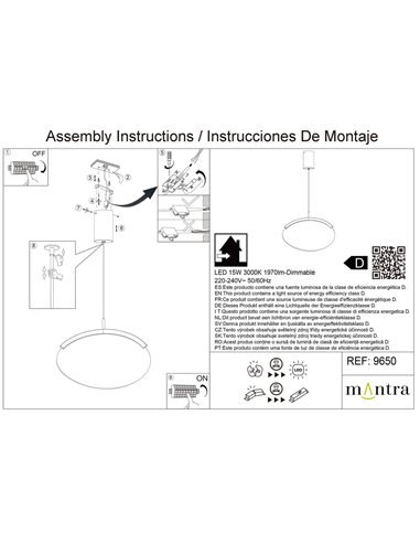 Colgante LED 15W dorado OASIS Ø63,5 cm, 3000K regulable TRIAC 525Lm diseño alargado