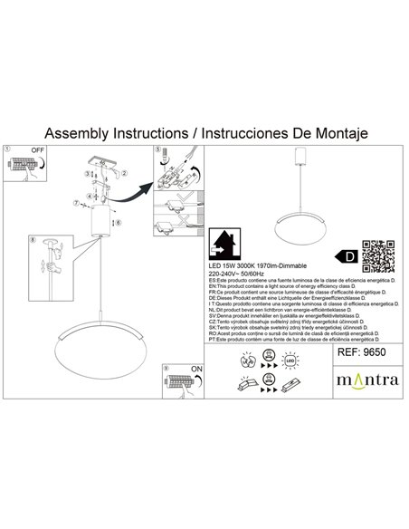 Suspension LED OASIS 15 W dorée, Ø 63,5 cm, 3000 K, dimmable TRIAC, 525 lm, forme allongée