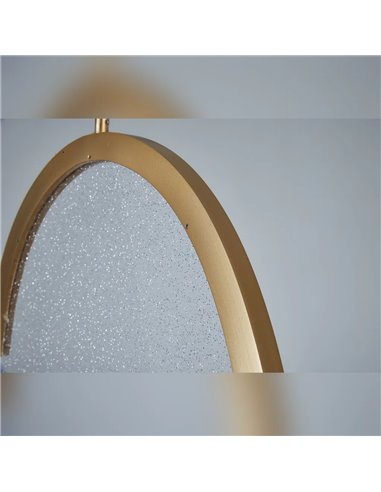 Luminária pendente LED OASIS 15W dourada, Ø39 cm, TRIAC dimerizável 3000K, 525 lúmens, design compacto.