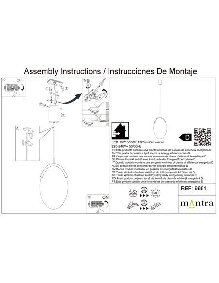 Suspension LED OASIS 15 W dorée, Ø 39 cm, 3000 K, dimmable TRIAC, 525 lm, design compact