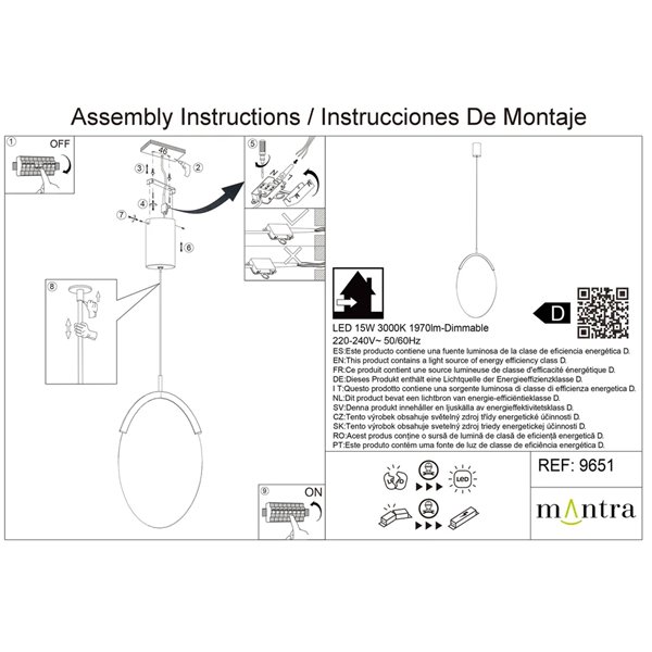 Suspension LED OASIS 15 W dorée, Ø 39 cm, 3000 K, dimmable TRIAC, 525 lm, design compact