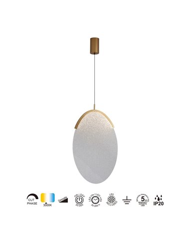 OASIS 15W Gold LED-Pendelleuchte, Ø39 cm, 3000K dimmbar (TRIAC), 525 lm, Kompaktes Design