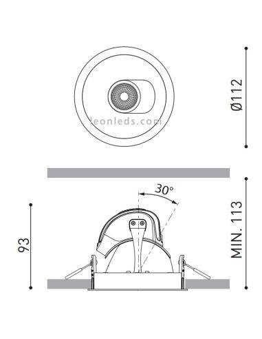 Dimensiones Downlight LED Pointer de Arkos Light | Pointer LED redondo | Leonleds iluminación