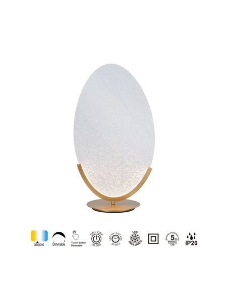 Lampe de table LED OASIS 15W dorée, Ø39 cm, 3000K, 525 lm, grand format